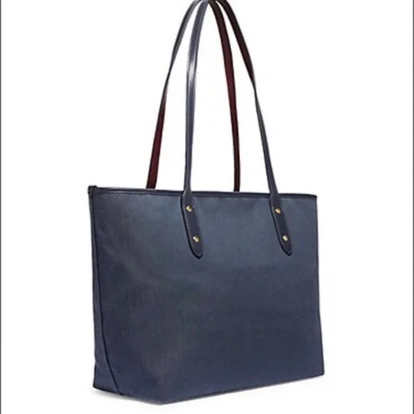 Coach Tote Bag - Navy Blue Canvas - Picture 3 of 4
